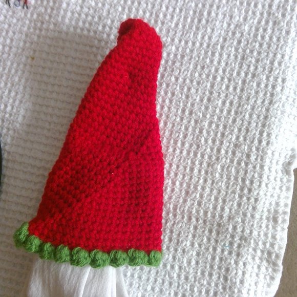 NWOT Handmade Christmas Gnome Towel Hanger - white cotton towel - Picture 3 of 4